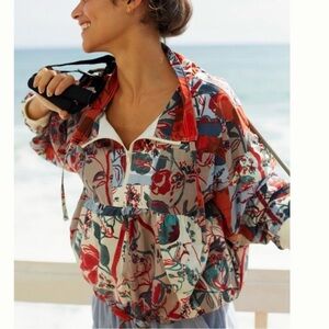 Anthropologie Daily Practice Floral Windbreaker Pullover